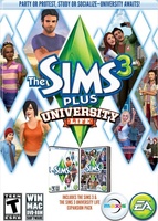 The Sims 3 Plus University Life packshot box art