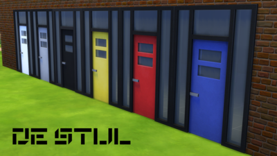 De Stijl Doors for The Sims 4