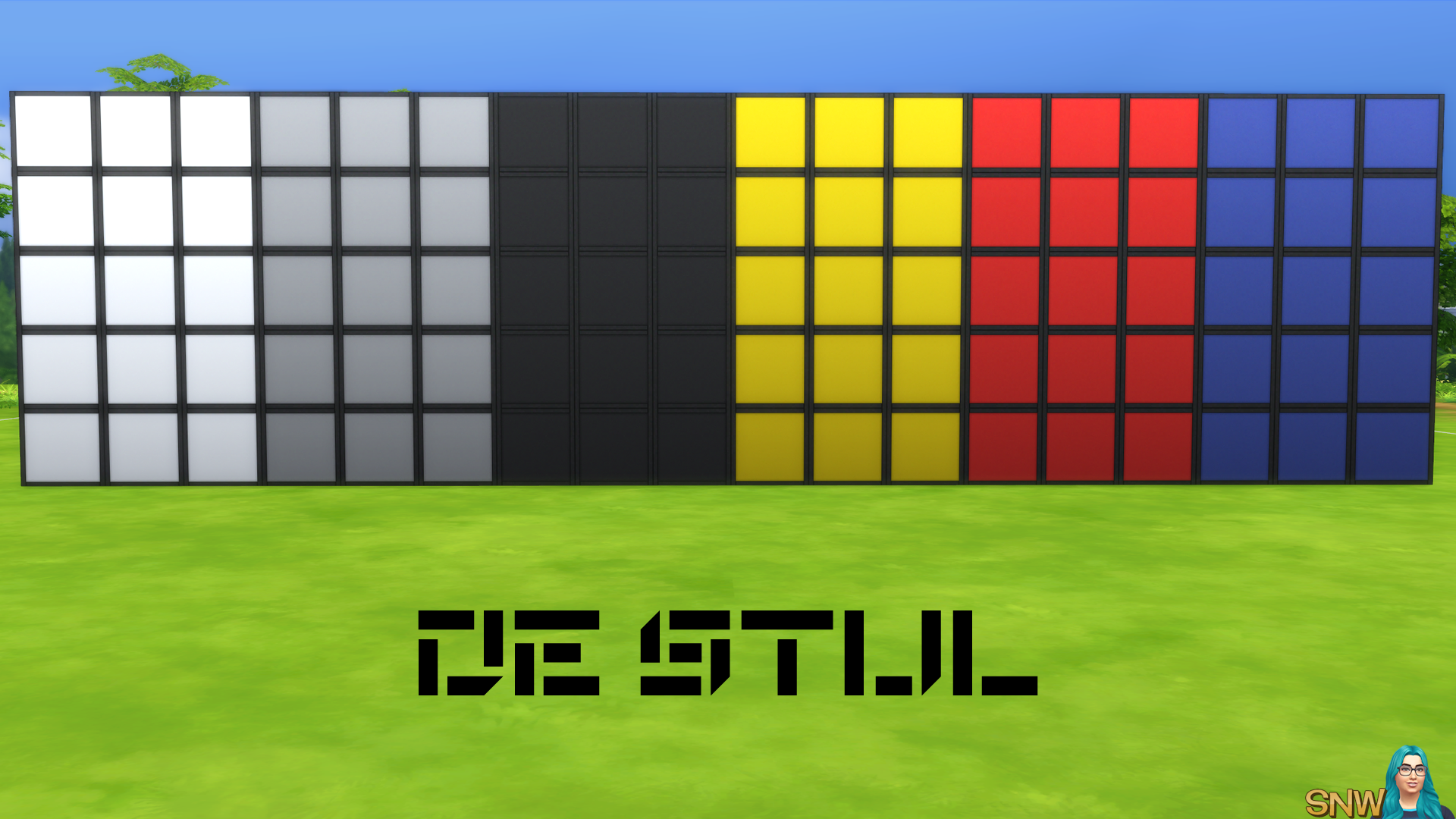 De Stijl Walls for The Sims 4