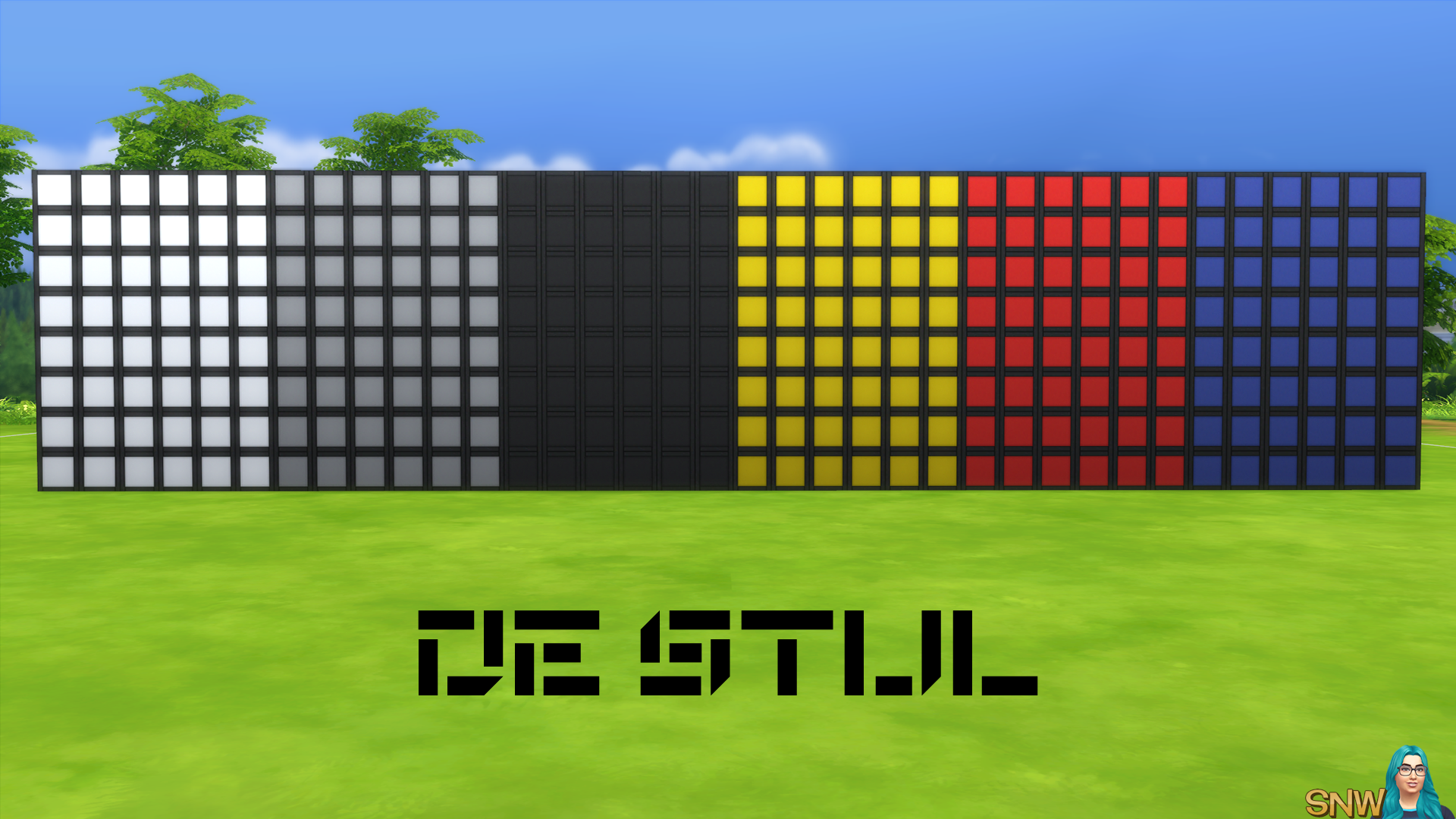 De Stijl Walls for The Sims 4