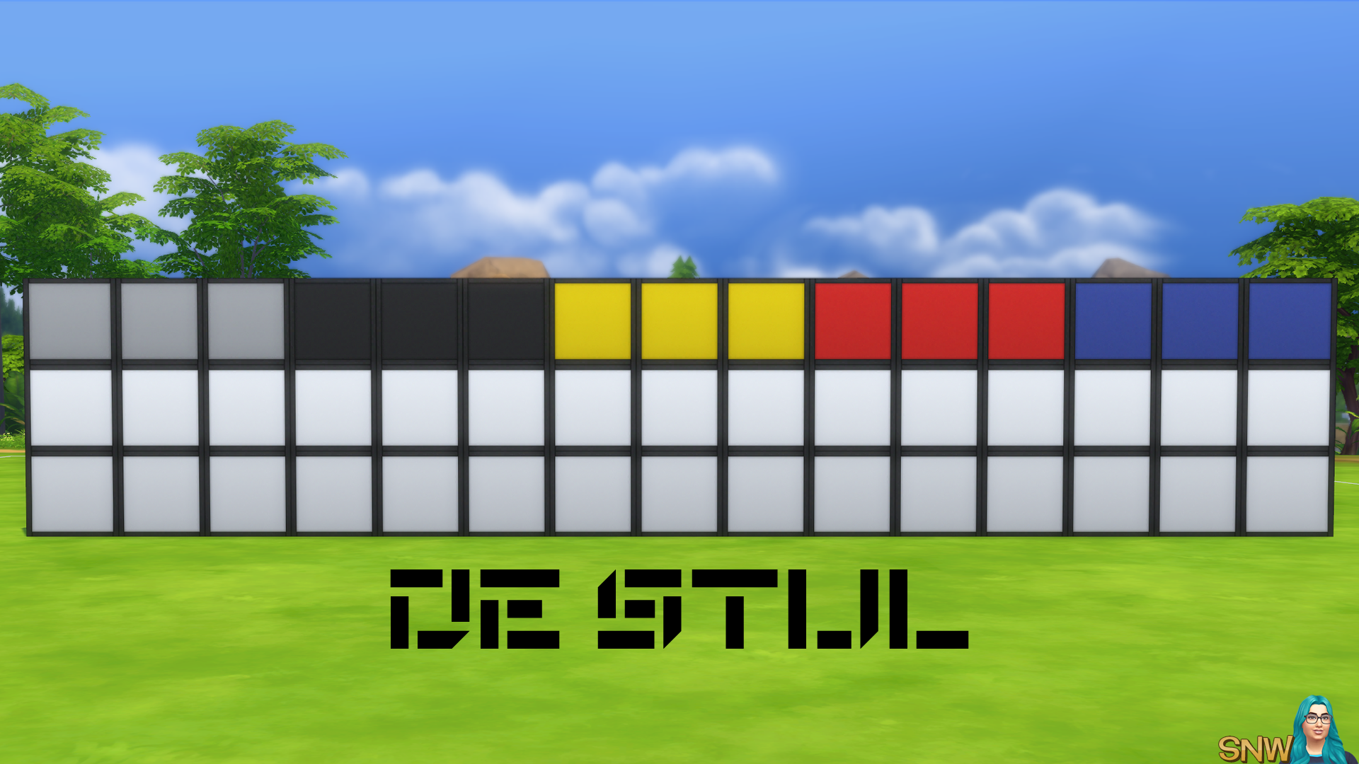 De Stijl Walls for The Sims 4