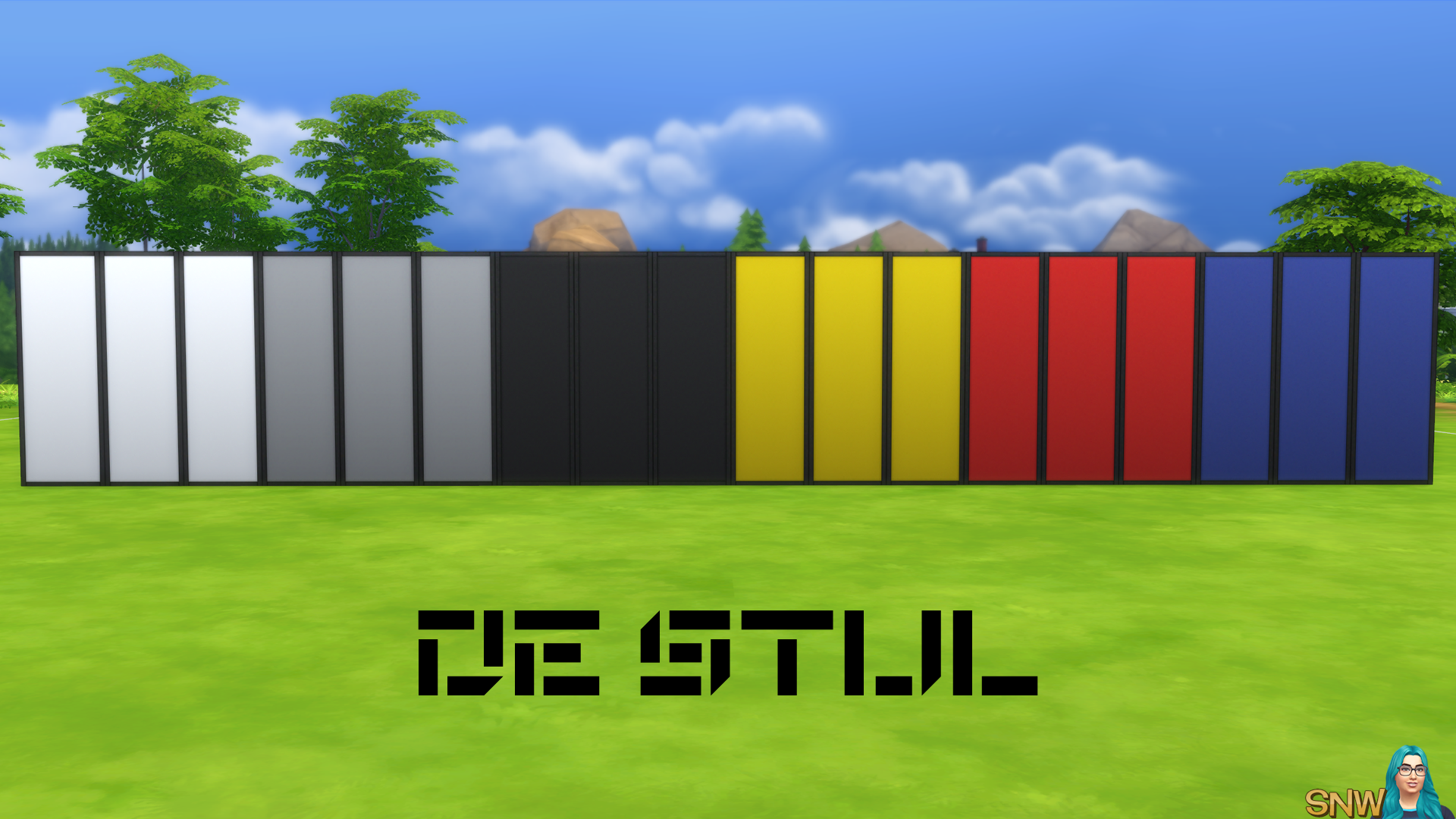 De Stijl Walls for The Sims 4