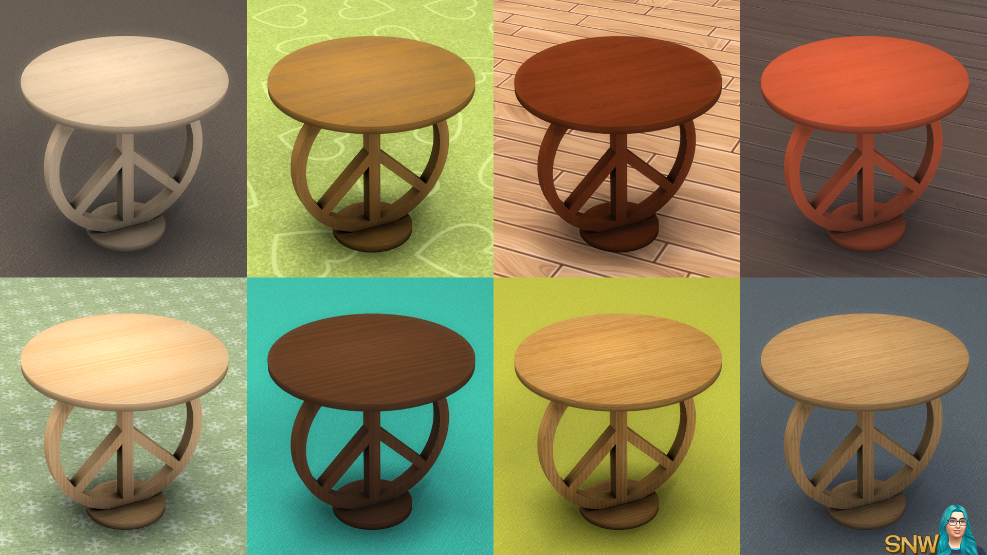 SNW Peace, Love &amp; Hippieness End Table Custom Content CC for The Sims 4