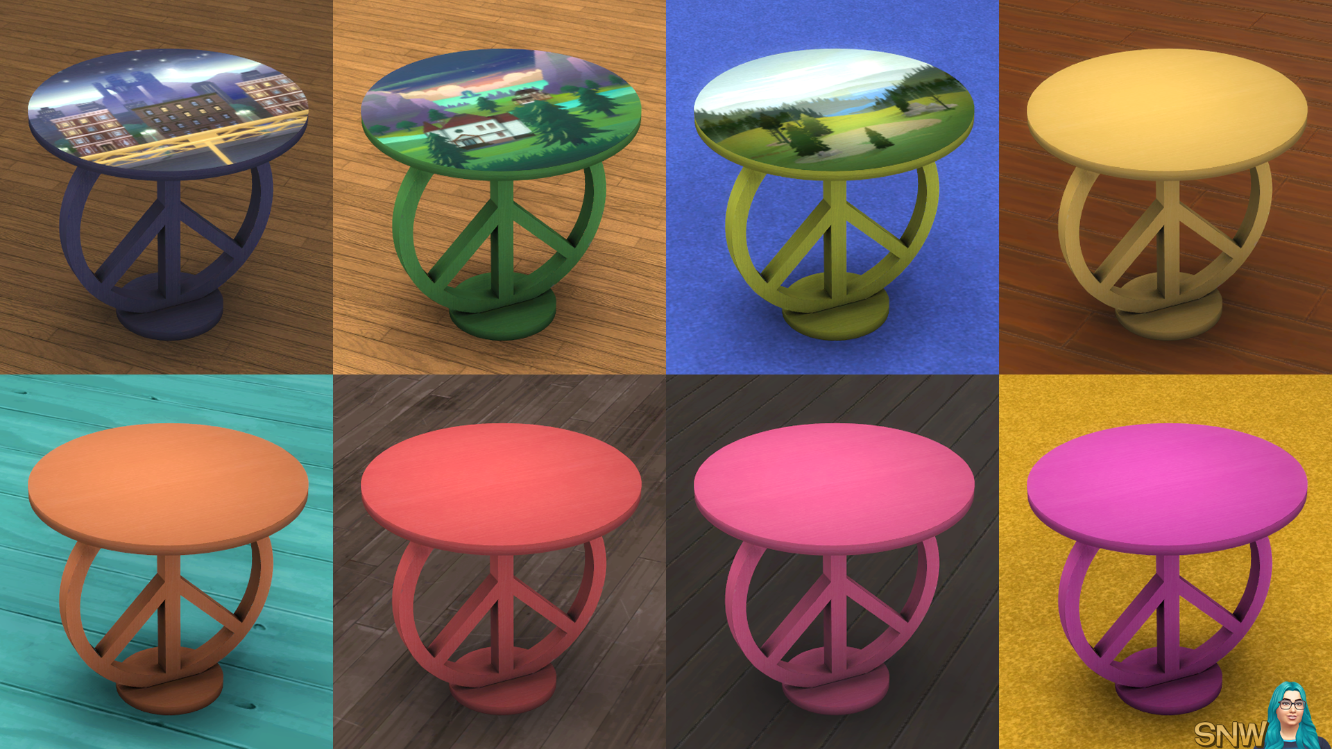 SNW Peace, Love &amp; Hippieness End Table Custom Content CC for The Sims 4