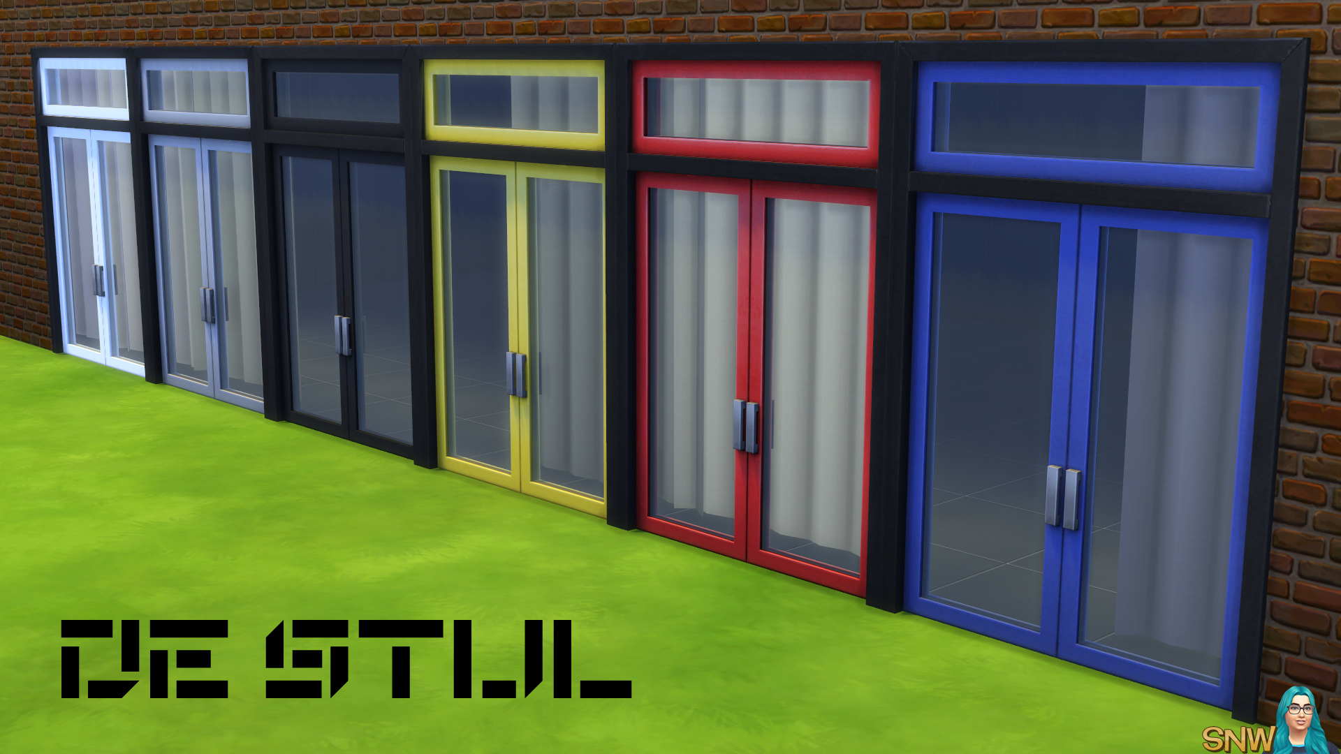 De Stijl Doors for The Sims 4