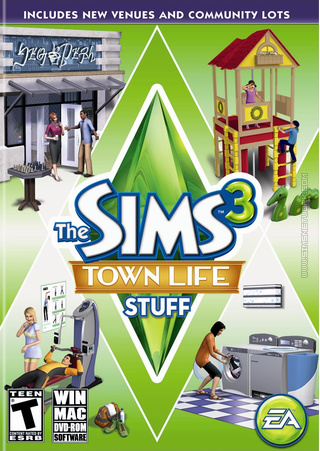The Sims 3: Town Life Stuff box art packshot US