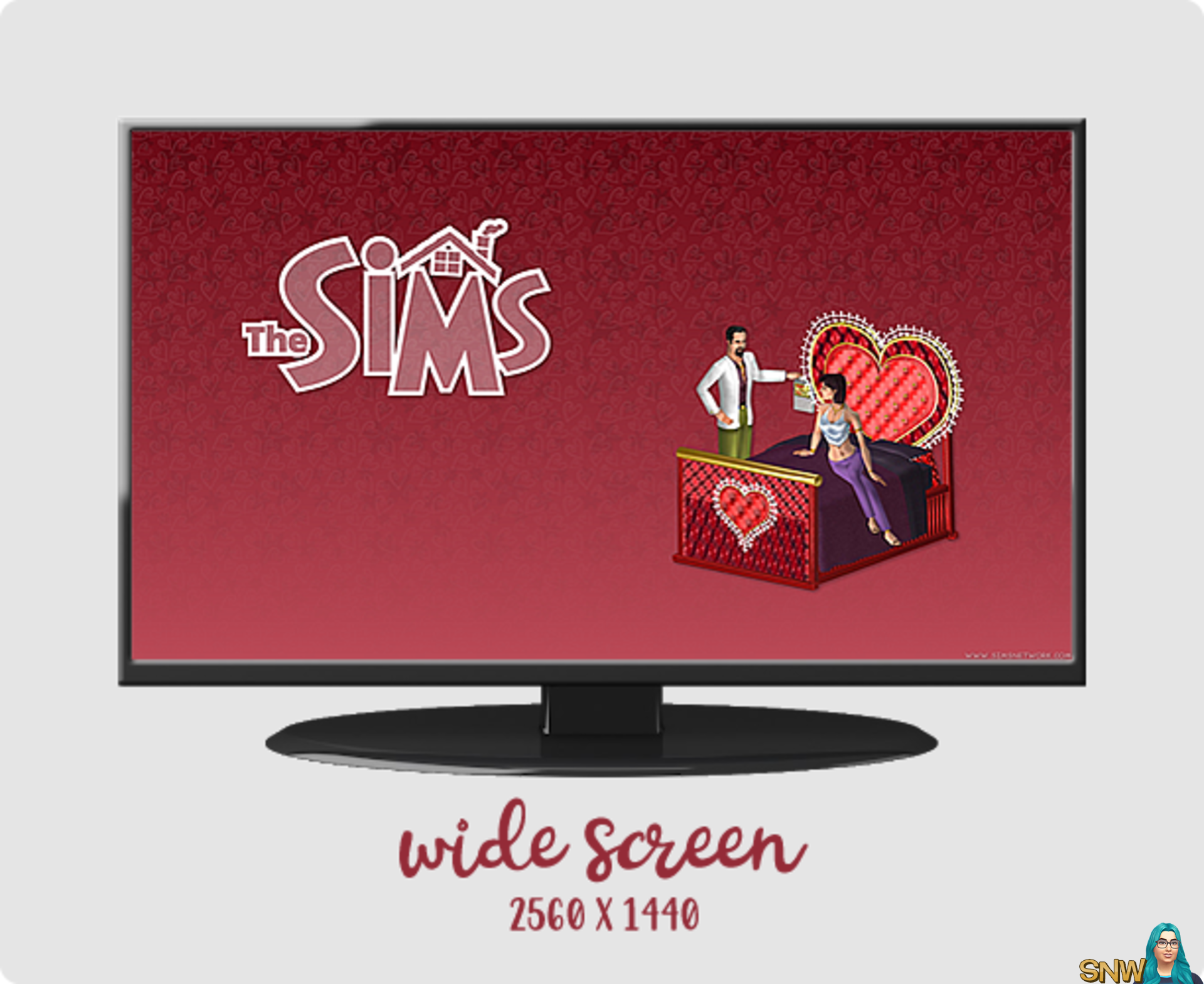 The Sims Valentine's Day widescreen wallpaper love heart bed vibrating nostalgia retro